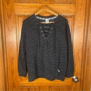 PINK Victoria's Secret Black Lace-Up Women's Top